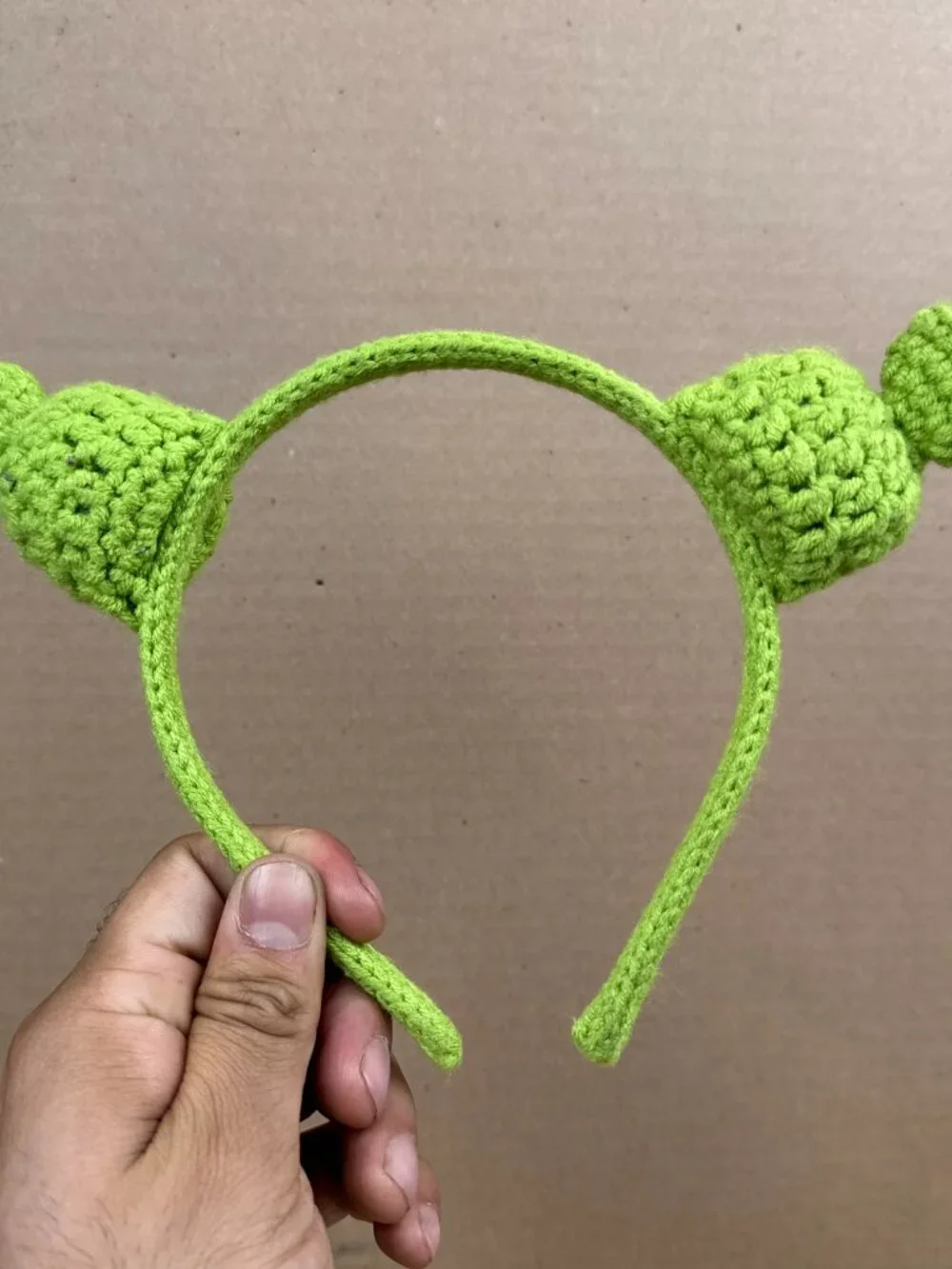 Unbranded adult Green Crochet Ogre Ears Headband Shrek Costume Accessory